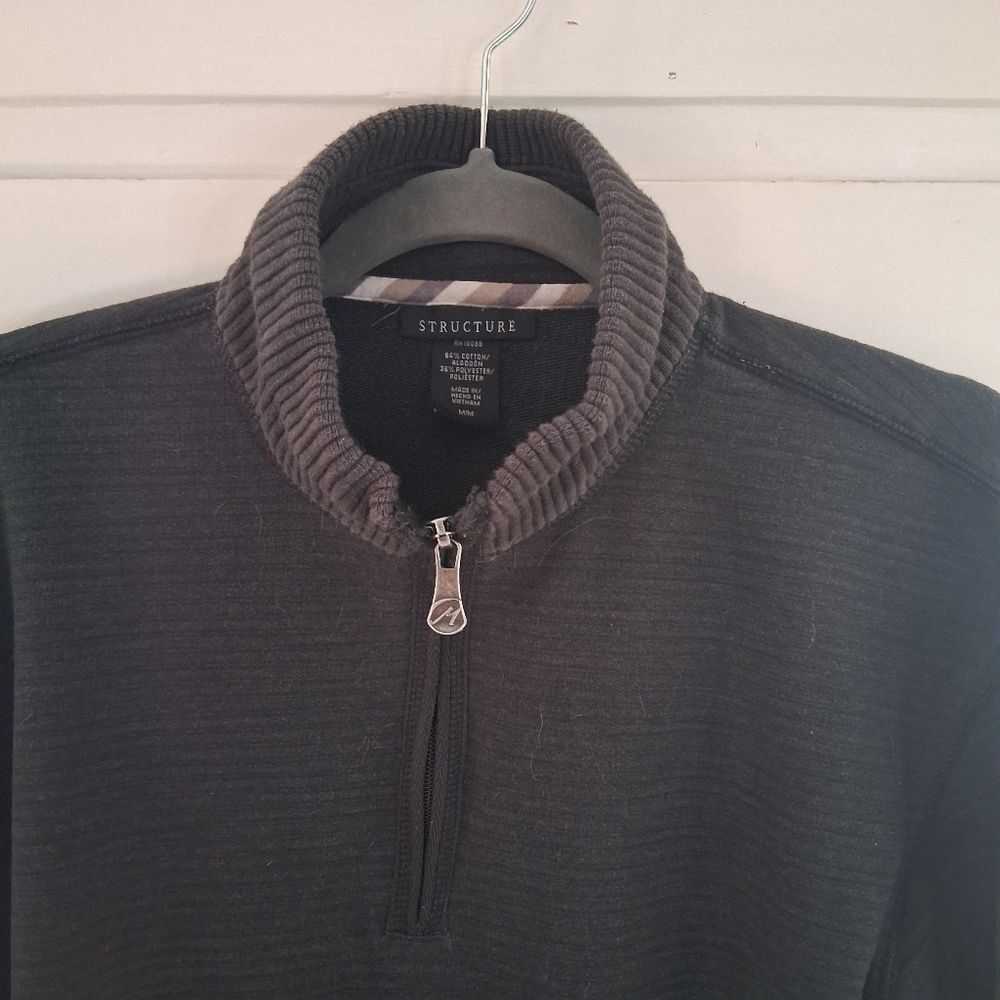 Structure Men's Charcoal 1/4 Zip-Up Sweater Jacket